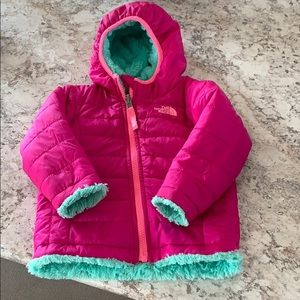 Like New Girls North Face Puffer- Hot Pink/Teal